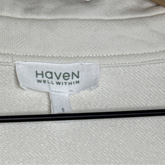 Haven Well Within Half-Zip Pullover Organic Cotton Small Cream Textured Knit - Picture 6 of 7